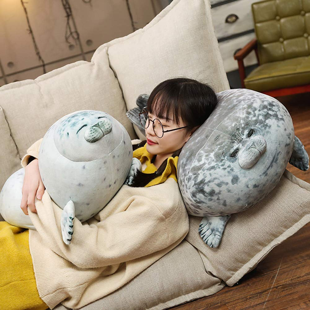 EHOTONG chubby seal plush pillow shown as a home-friendly velvet plush.