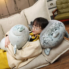 EHOTONG chubby seal plush pillow shown as a home-friendly velvet plush.
