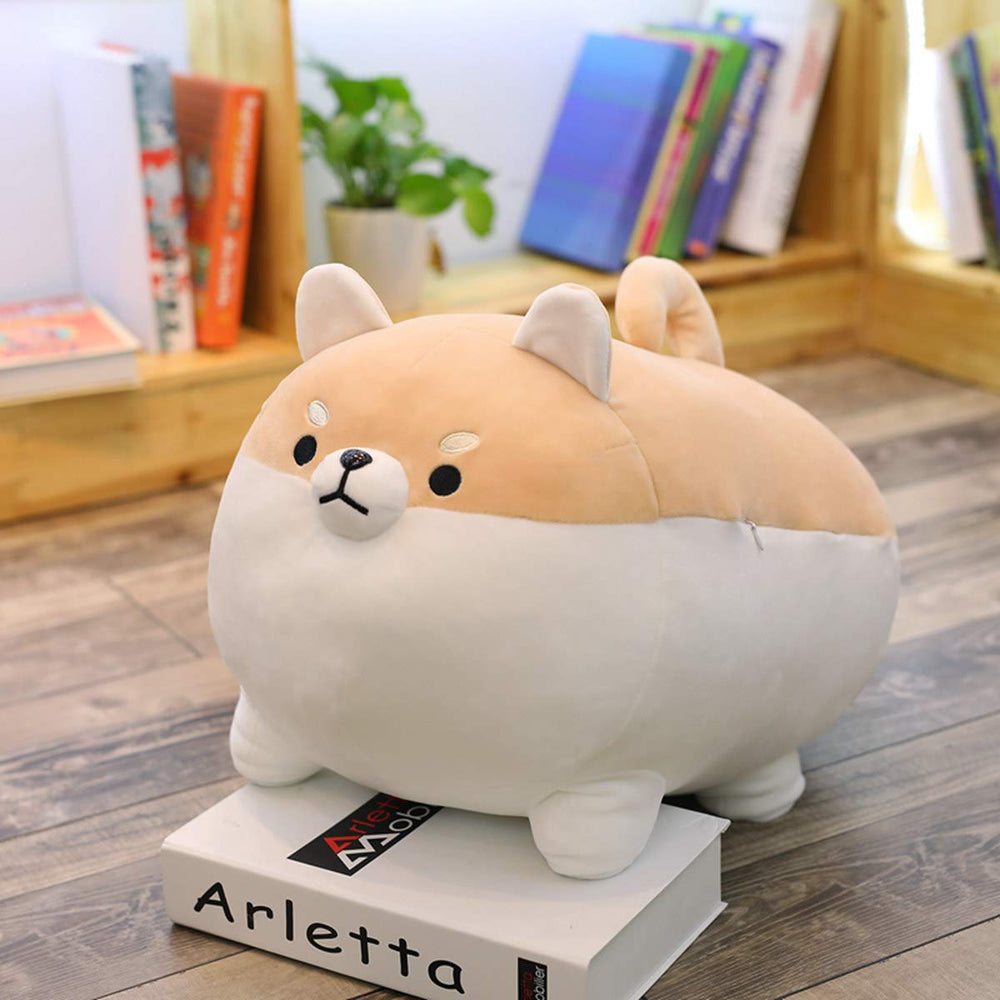 EHOTONG Shiba Inu plush pillow round body view highlighting huggable shape
