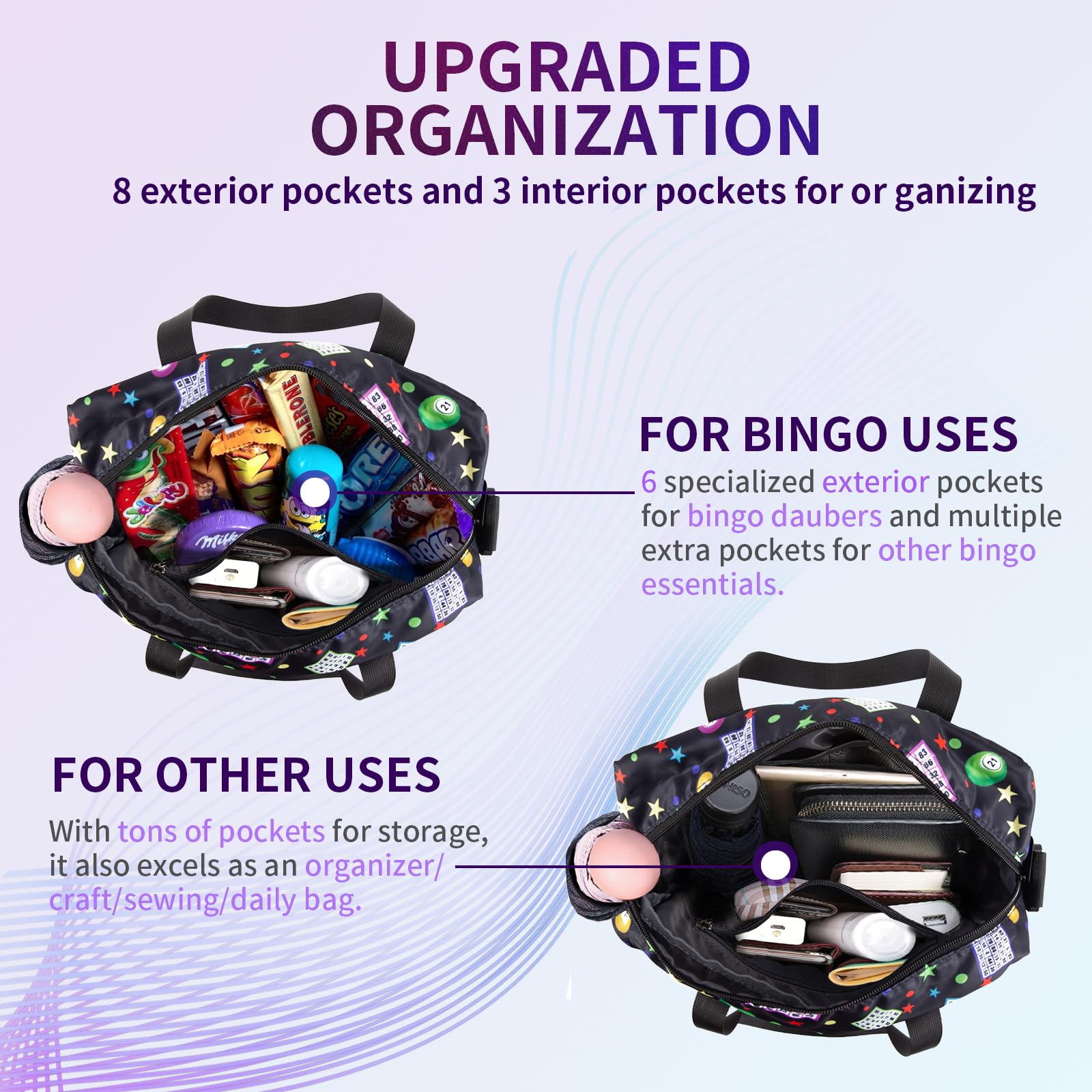 EHRGK Bingo Bag with adjustable shoulder strap for easy carrying