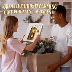 EIAVURPE Retro Clock Building Set packaging and instructions for gifting.