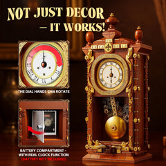 EIAVURPE Retro Clock Building Set side view shows compact footprint for desks and shelves.