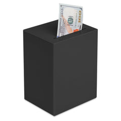EIENHOSHI unbreakable piggy bank on a desk, sleek black design for easy savings