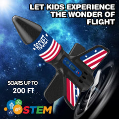 Eieymct rocket launcher with two height settings for varied flight experiences.