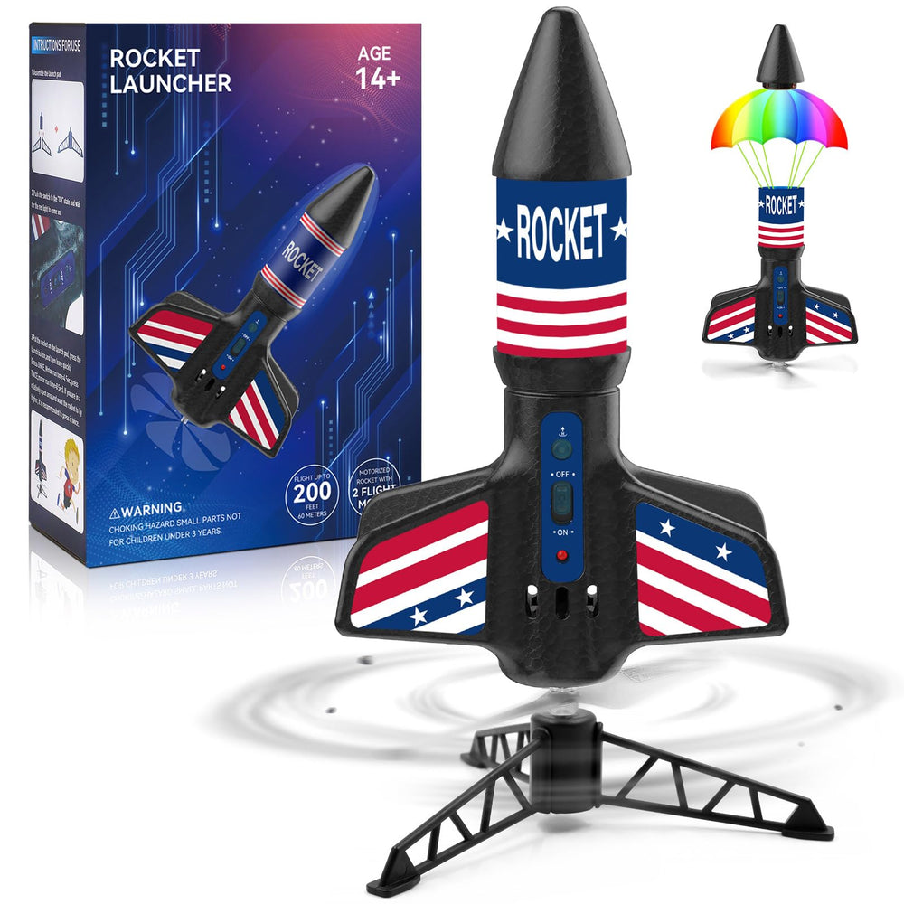 Eieymct rocket launcher outdoors in action for backyard fun and wide reach.