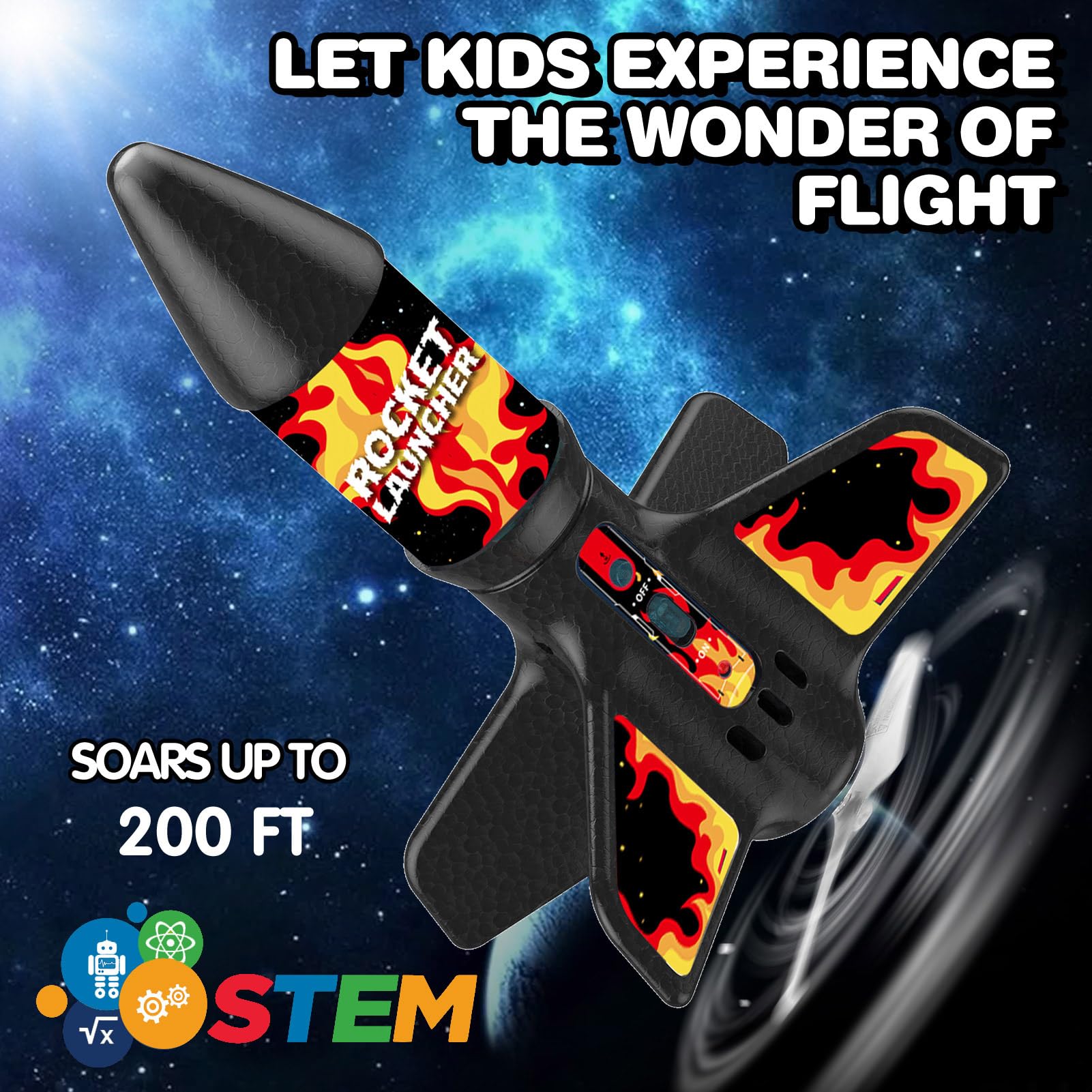 Eieymct Rocket Launcher side view highlights portability for backyard adventures.