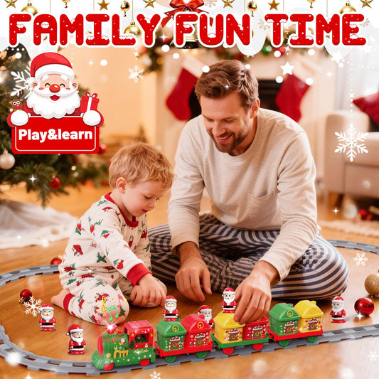 Einailvk tracks circle the tree for cozy family holiday play