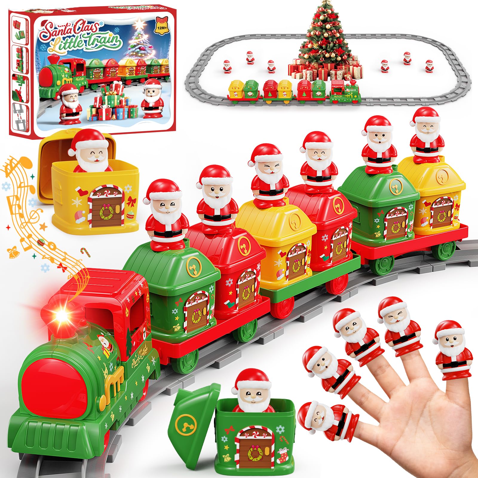 Einailvk train set locomotive on track for festive play and learning