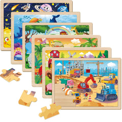 Eirenke wooden puzzles six-pack with 24 pieces supports hand-eye coordination