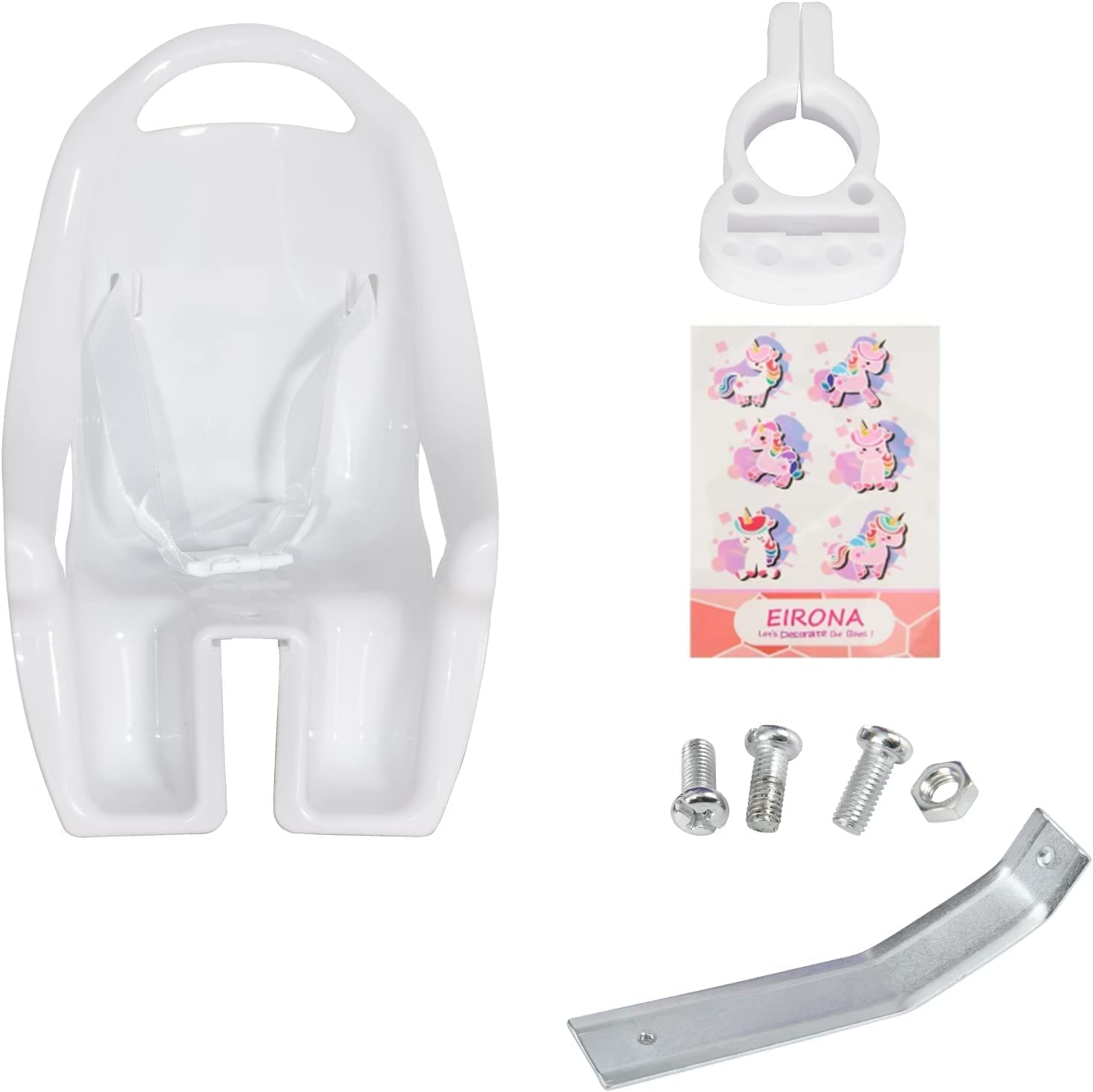 EIRONA doll bike seat with unicore decal for personalized decor on kids' bikes.