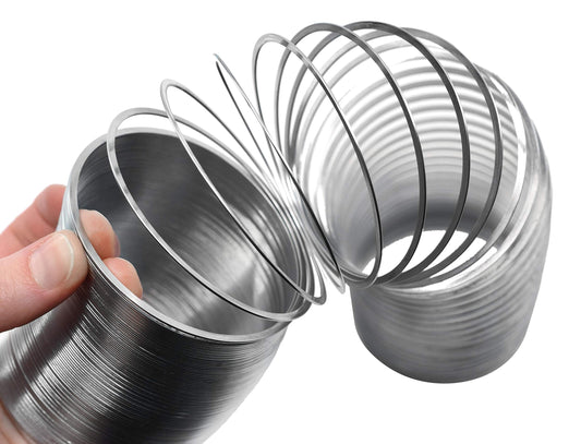 EISCO Wave Form Helix Spring extended to 3 meters, showing stretching capability for experiments.