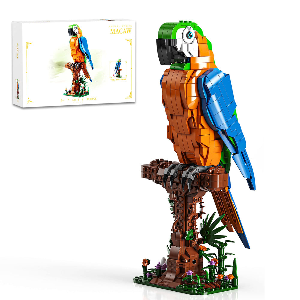 EITOLNR Macaw parrot on tree stump adds vibrant home decor appeal