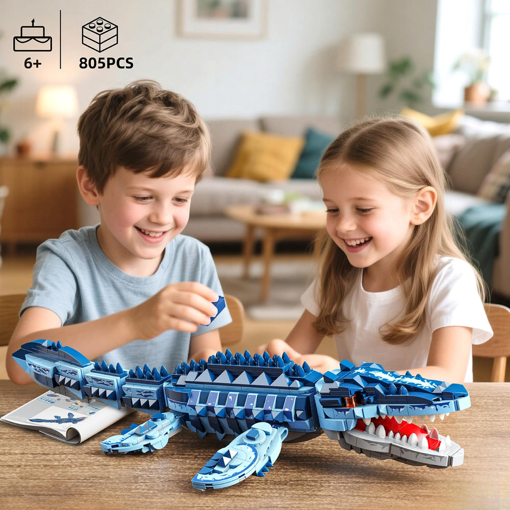 EITOLNR Mosasaurus detailed manual guides easy assembly for all ages.