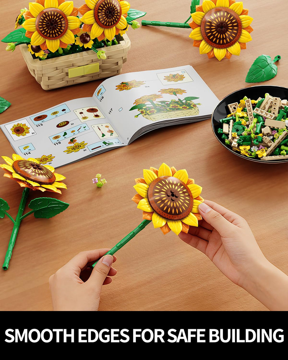 EITOLNR Sunflower Building Set includes mini flowers and leaves for lush detail.