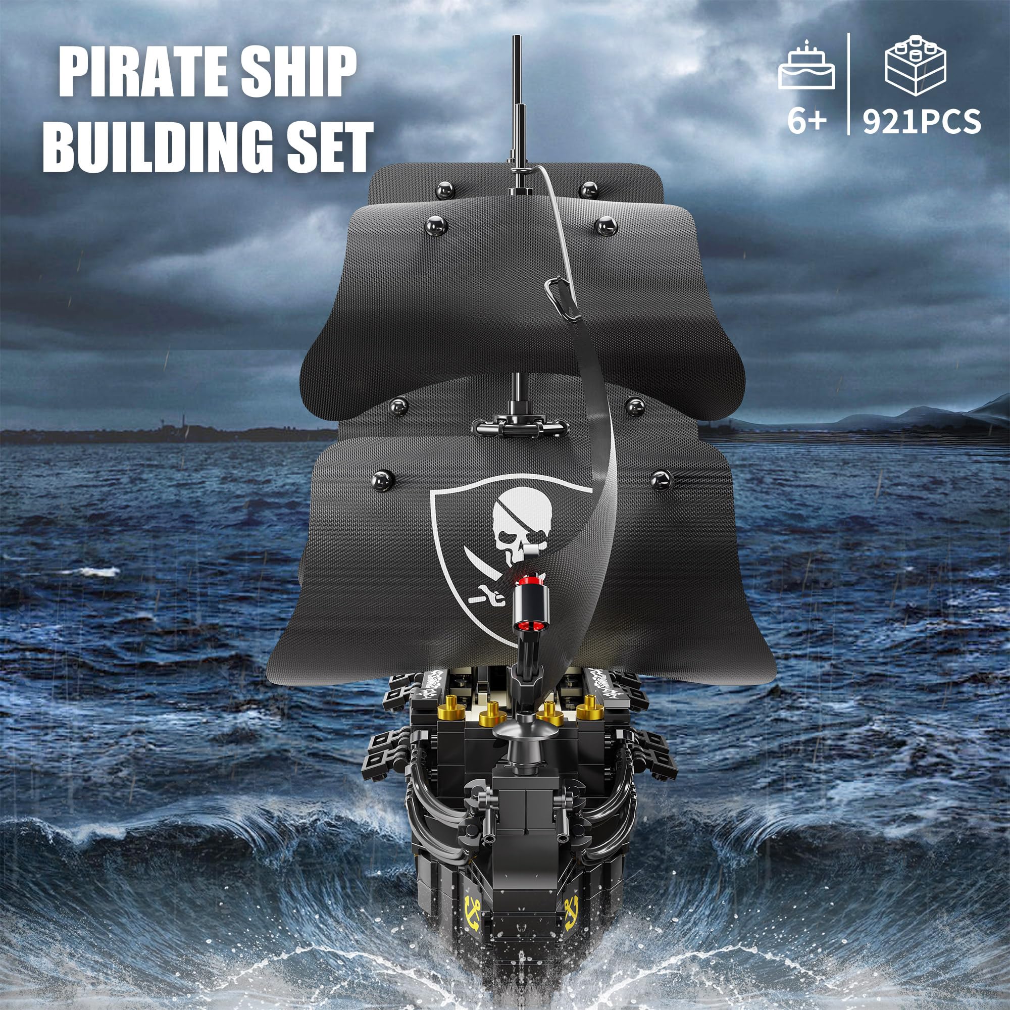 EITOLNR three-masted pirate ship assembly highlight