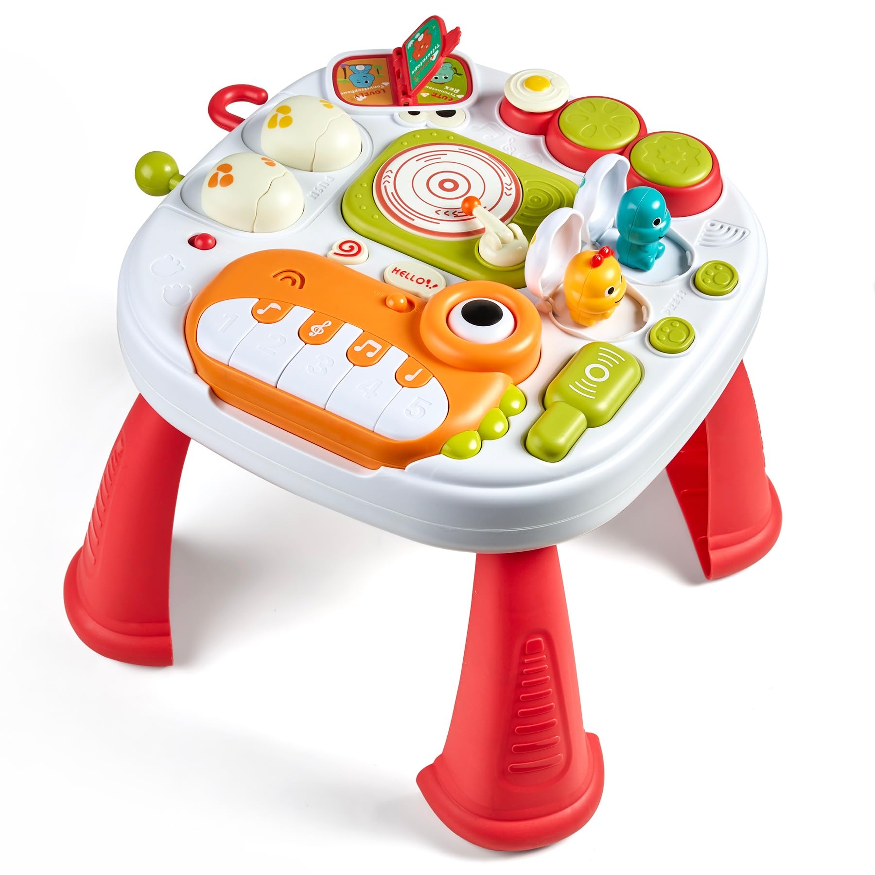 eJog Pup Baby Activity Table interactive DJ setup promotes fine motor play