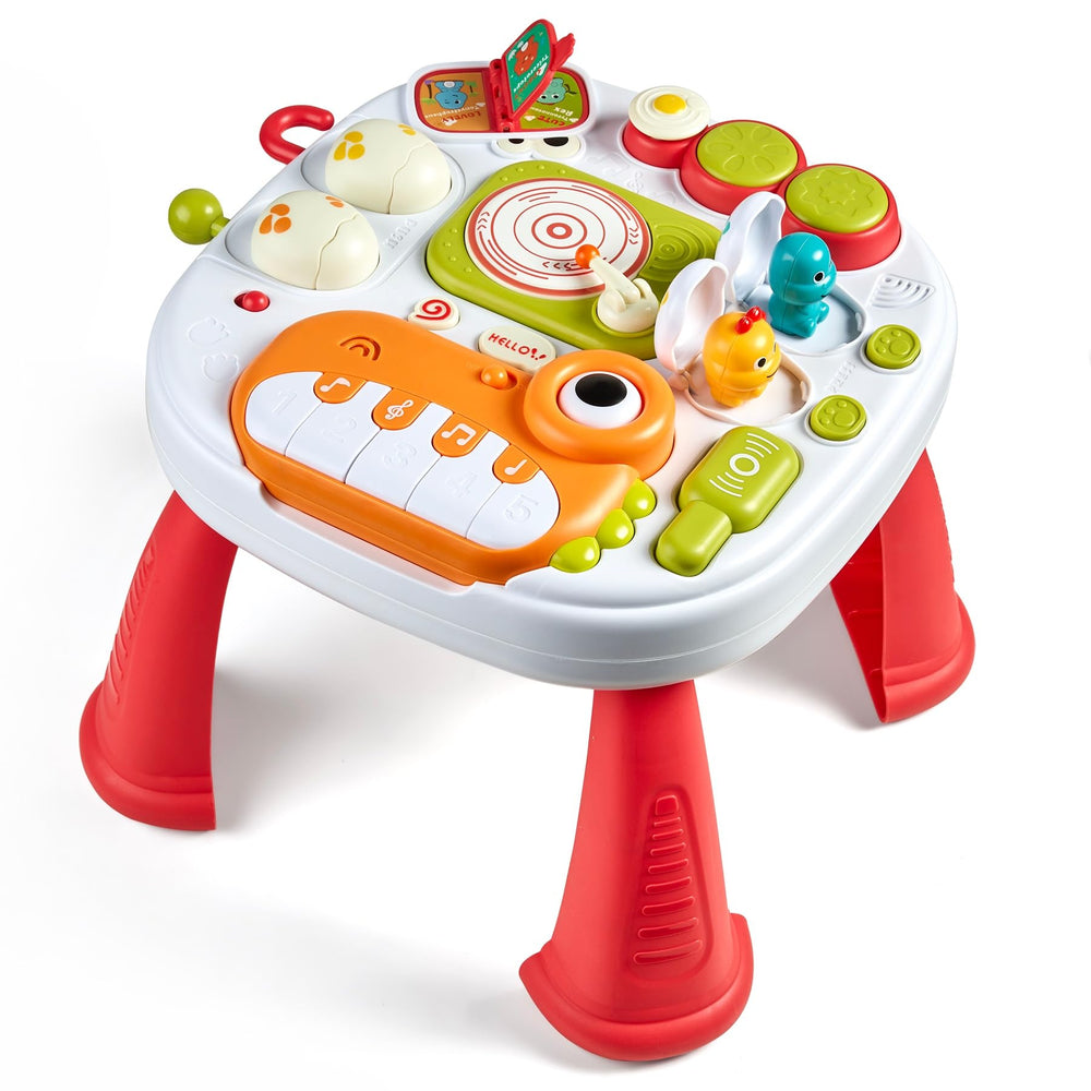 eJog Pup Baby Activity Table interactive DJ setup promotes fine motor play