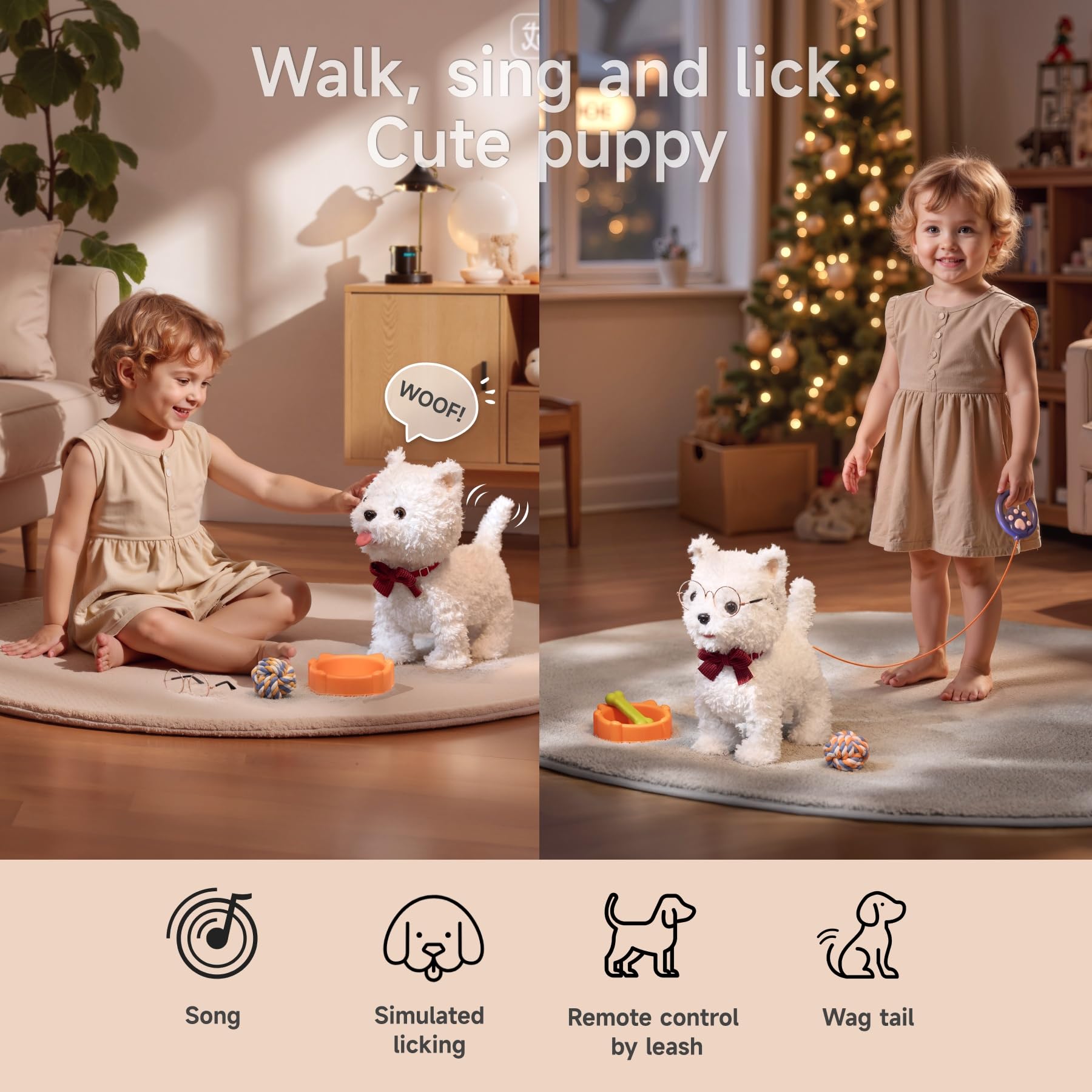 eJog Pup bark-tail-lick interaction demonstrates responsive toy behavior for curious kids