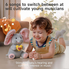 eJog Pup Peek a Boo Elephant durable stitching on exterior supports daily use