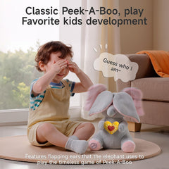 eJog Pup Peek a Boo Elephant face peeking moment sparks giggles