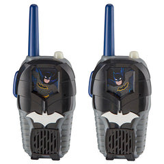 ekids Batman walkie talkies front view highlights kid-friendly design for indoor adventures.
