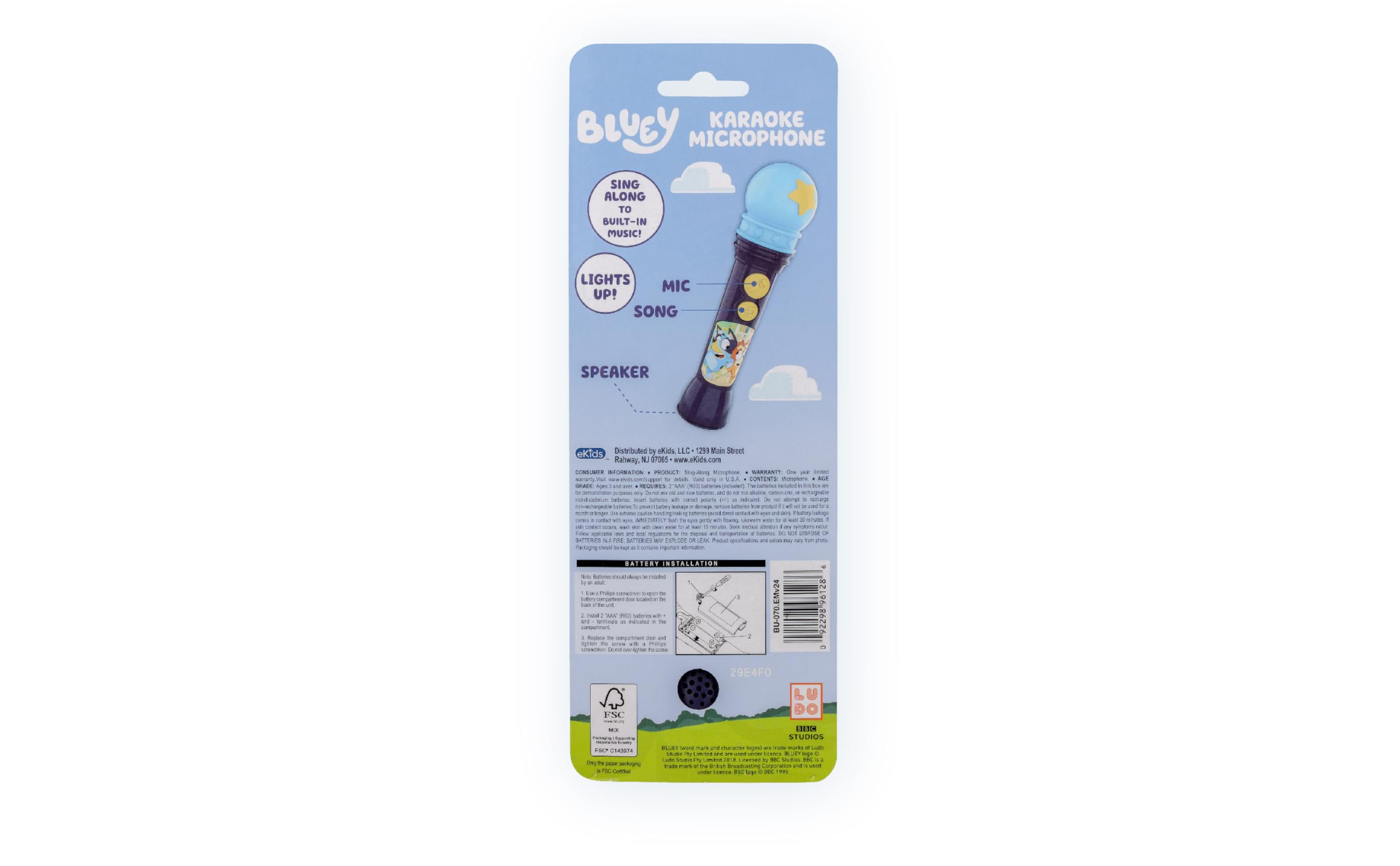 eKids Bluey microphone child-friendly design supports easy setup