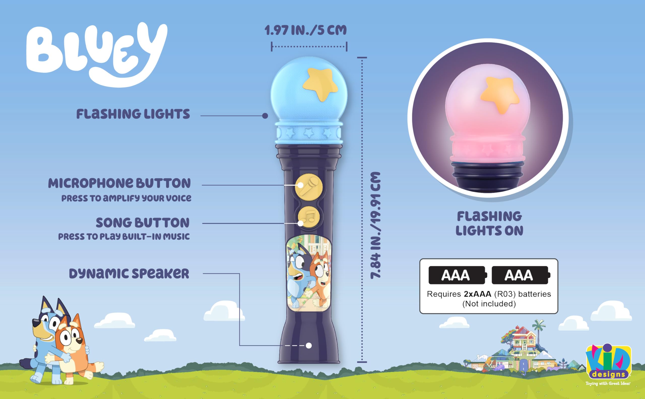 eKids Bluey microphone portable design supports on-the-go fun
