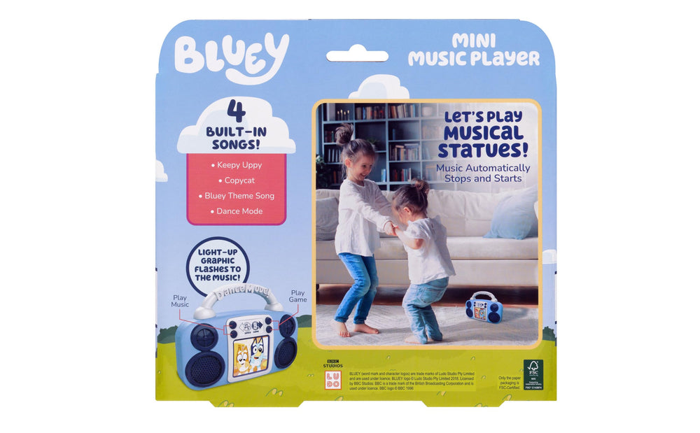eKids Bluey Toy Music Player packaging styled for gifting occasions