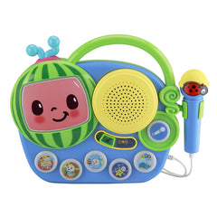 ekids Cocomelon boombox with microphone invites kids to sing along.