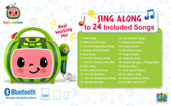 Ekids Cocomelon karaoke machine portable design ideal for travel and small spaces.