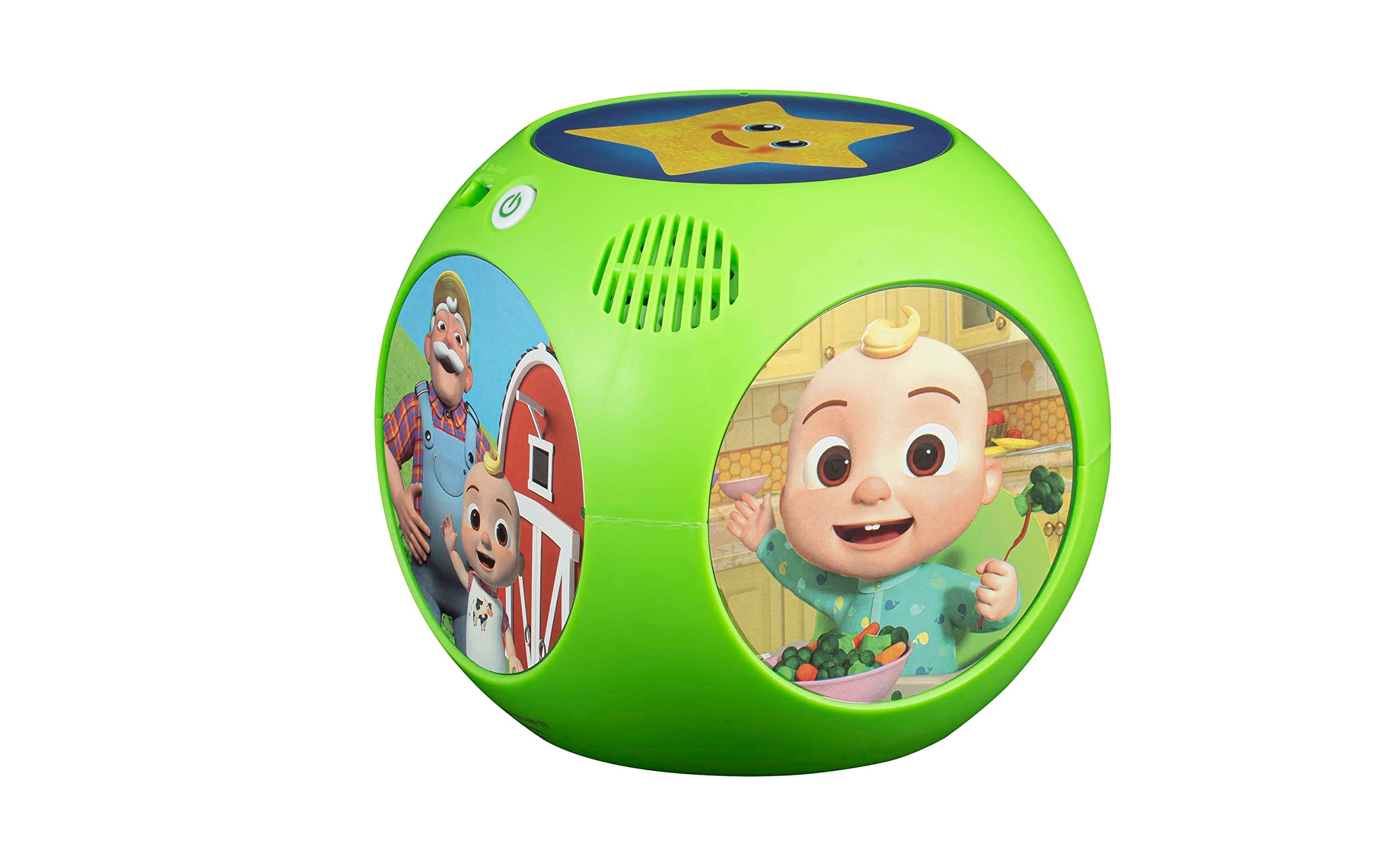 ekids Cocomelon musical toy front view with built-in rhymes for toddlers.