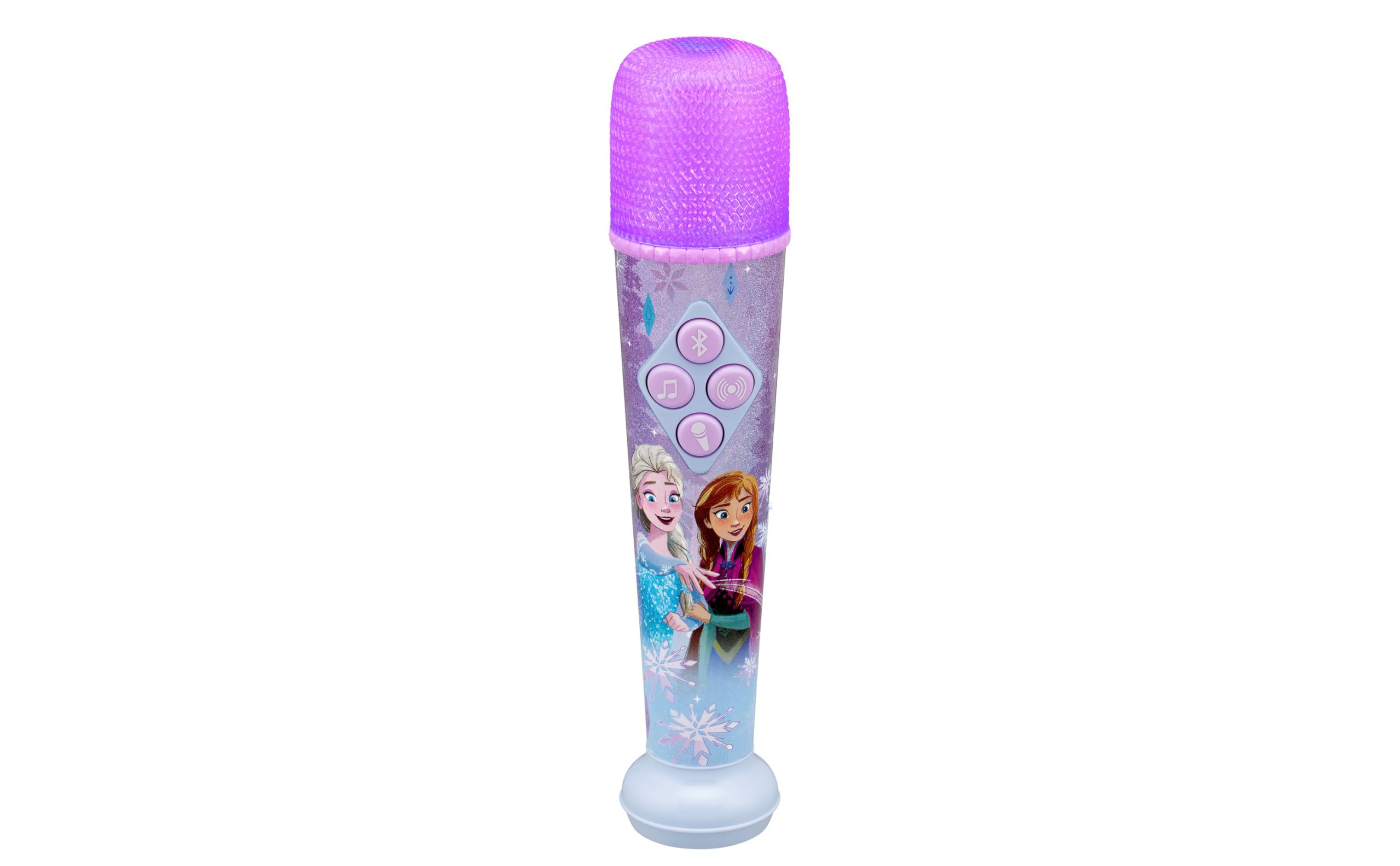 eKids Disney Frozen karaoke microphone front view with vibrant lights for kids' sing-alongs