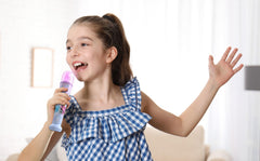 eKids Disney Frozen karaoke microphone in hand ready for spontaneous sing-alongs