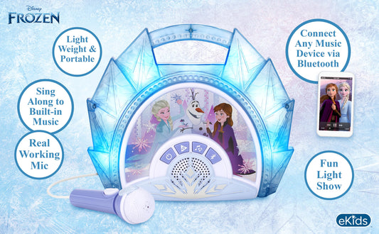 ekids Disney Frozen karaoke microphone in hand boosts sing-along fun