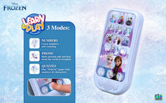 Child holding eKids Frozen phone illustrates portable learning on the go