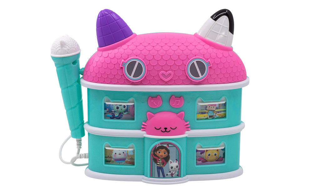 ekids Gabby boom box microphone for kids enables easy sing along sessions.