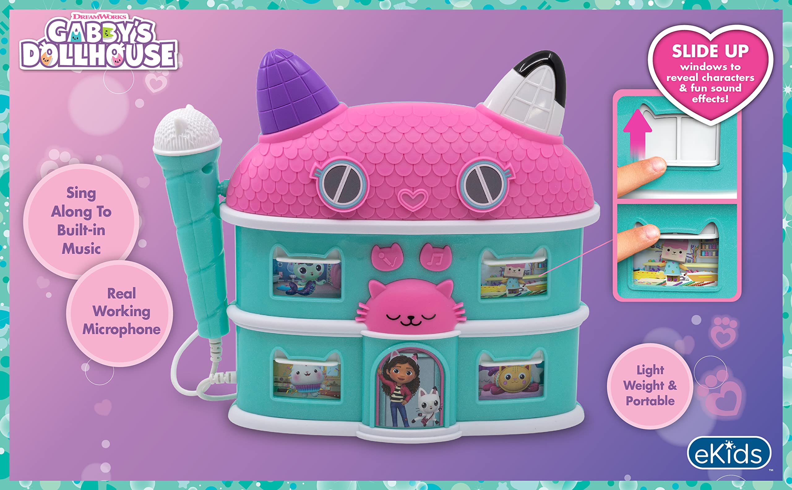 ekids Gabby built in theme song provides Gabby dollhouse fun for kids.