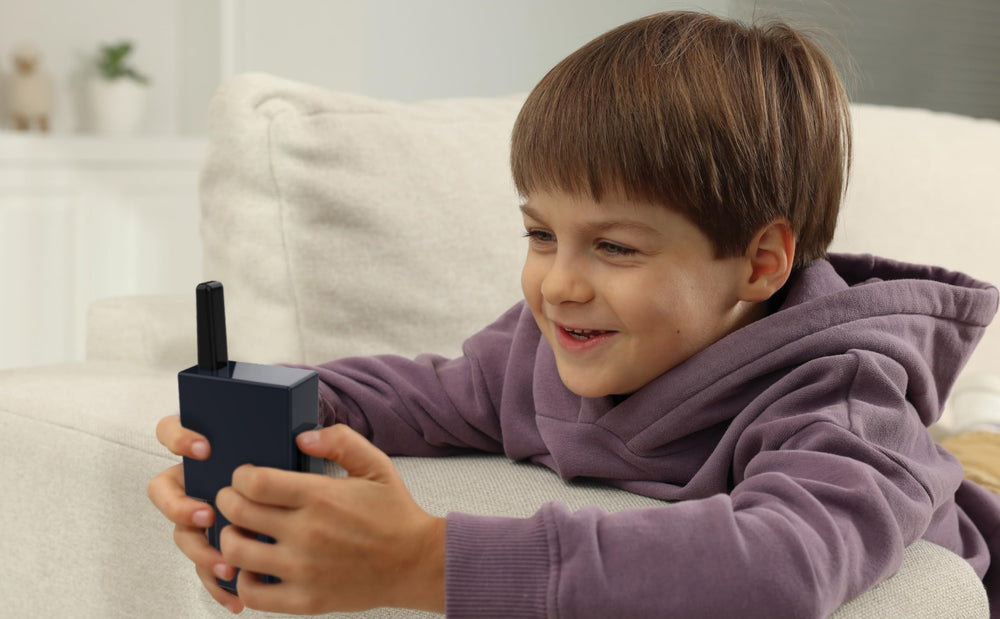 Two eKids Minecraft Walkie Talkies ready for cooperative play and shared adventures