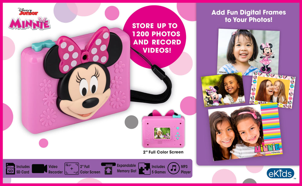 ekids Minnie Mouse camera stickers and frames for creative editing.