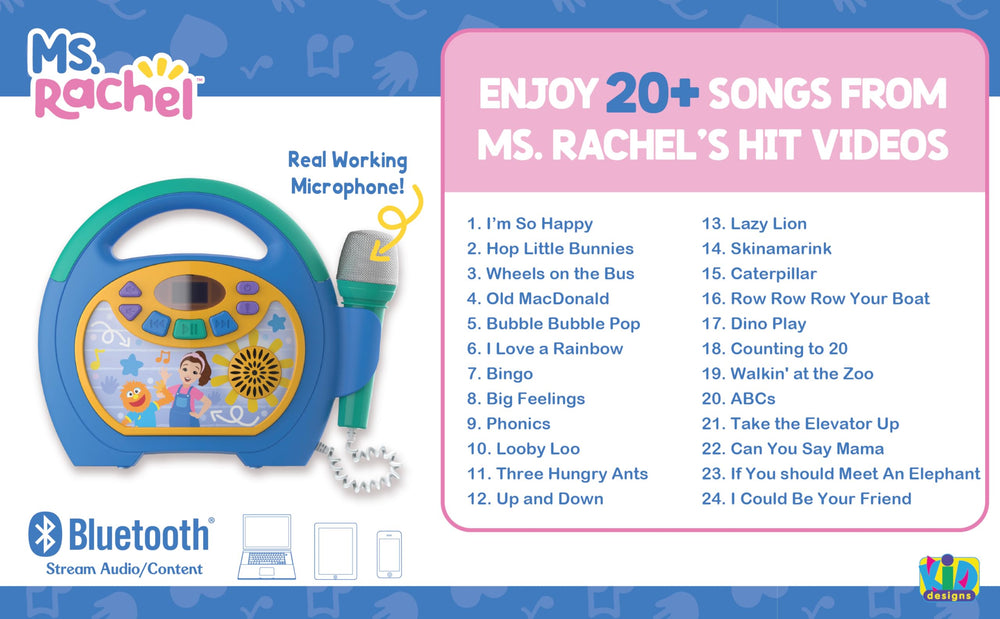 ekids ms rachel karaoke microphone close-up for real-time performances