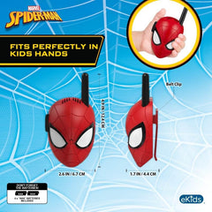 eKids Spiderman walkie talkie belt clip keeps devices secure during active play.