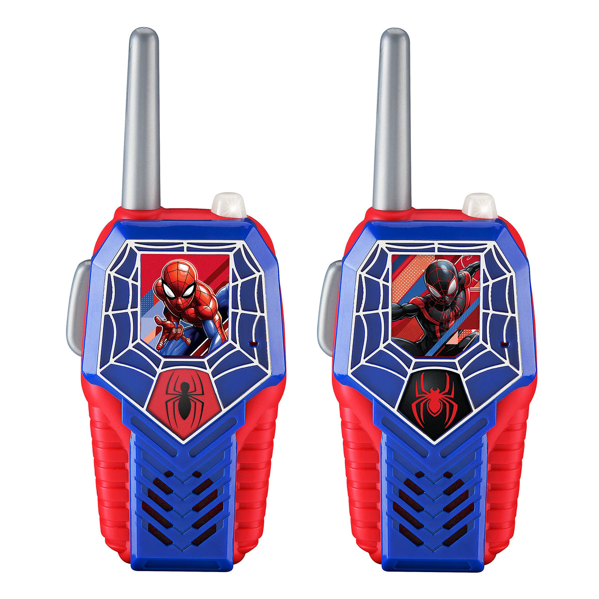 ekids Spider-Man walkie talkie front light-up graphics for nighttime play