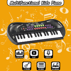EKKBHKI piano with microphone in black encourages singing and interactive family fun.