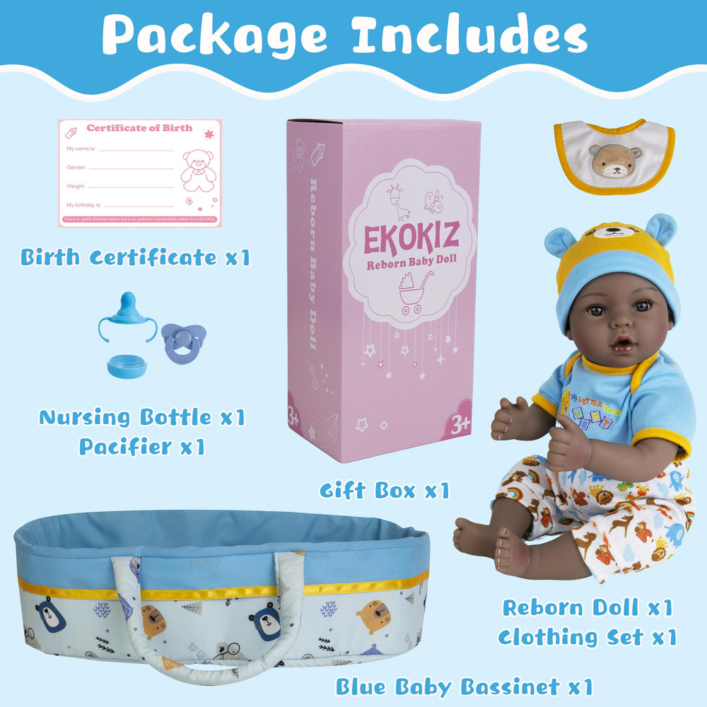EKOKIZ doll set includes nursing bottle and pacifier for nurturing scenes