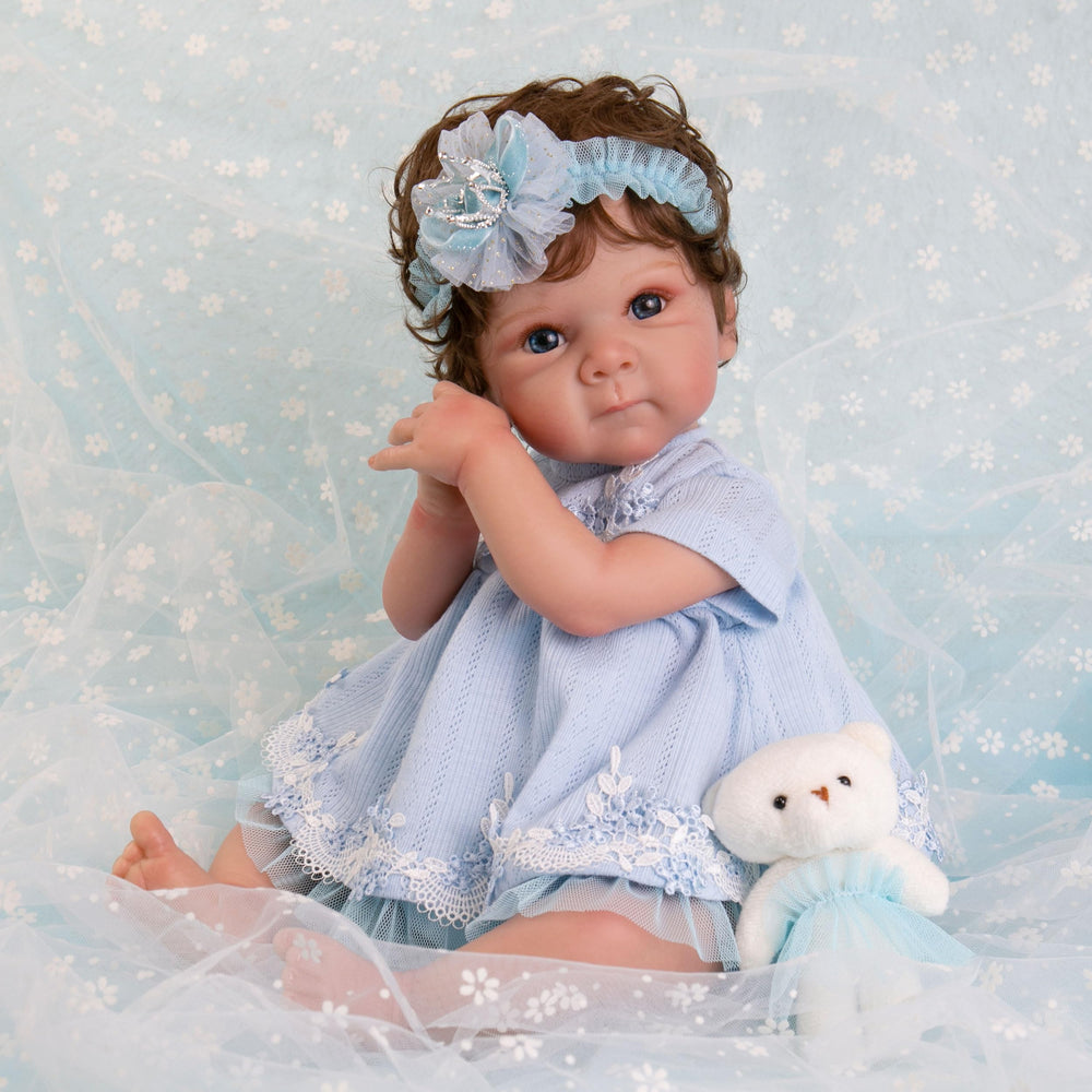 EKOKIZ Reborn blue shoes pair completes doll outfits for stylish pretend play.