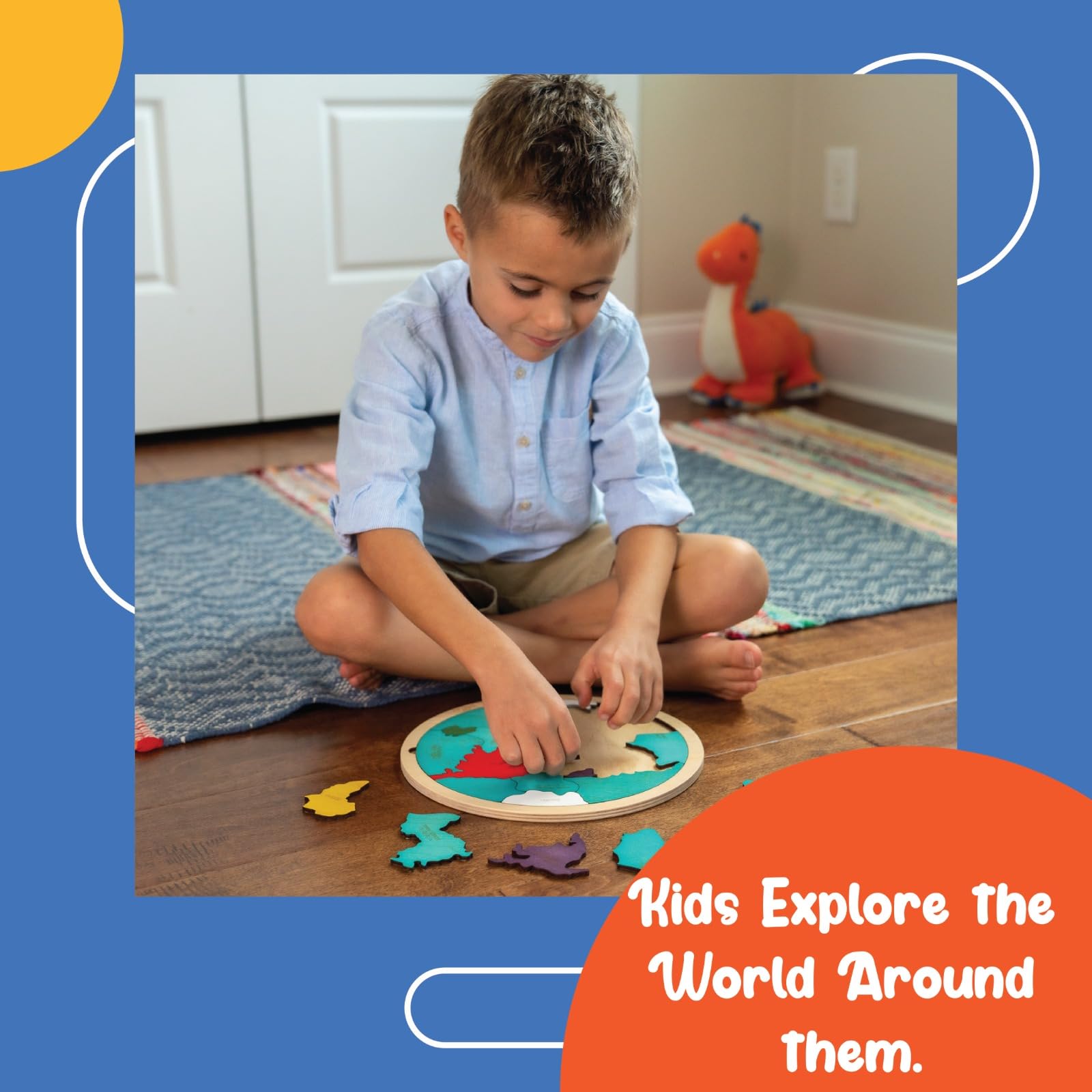 Ekoplay 21-piece earth puzzle for kids supports hand-eye coordination during learning.