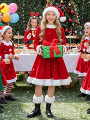 Ekoropshop Girls Mrs Claus Dress Back View reveals classic silhouette for Christmas events