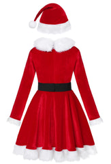 Ekoropshop Girls Mrs Claus Wearing Full Outfit illustrates coordinated holiday styling