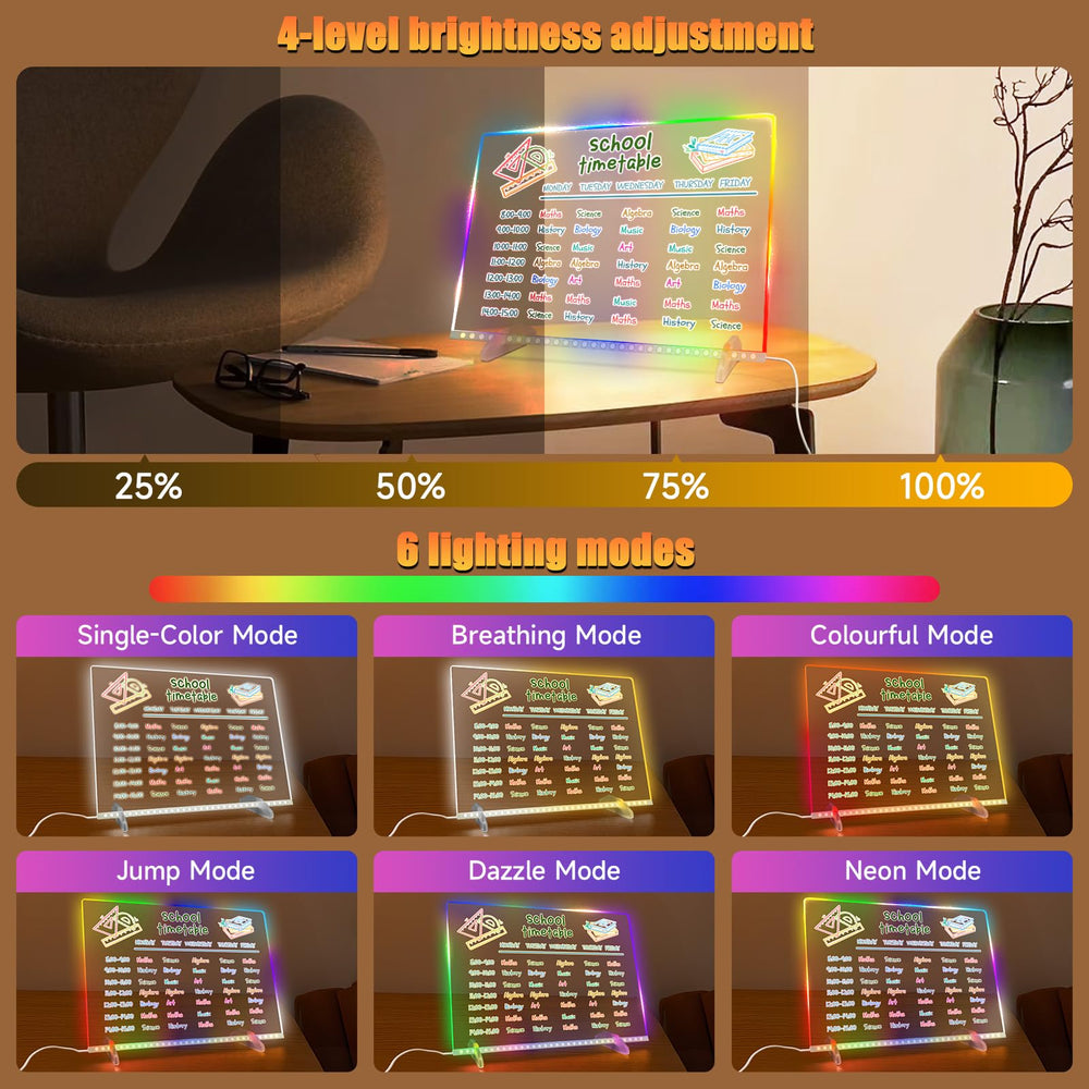 13.7 by 10 inch EKSPRINT LED Note Board offers ample writing space.