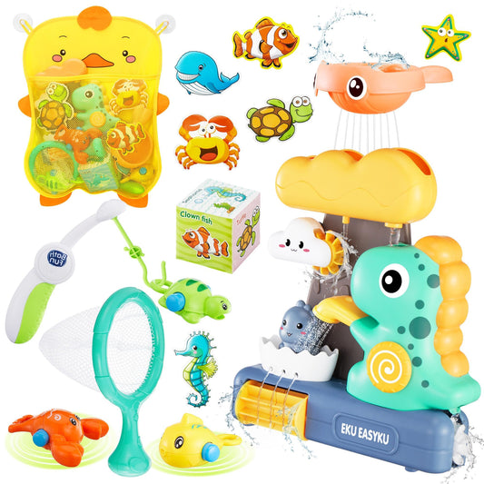EKU Dinosaur Waterfall Toy for engaging bath time fun and color discovery.
